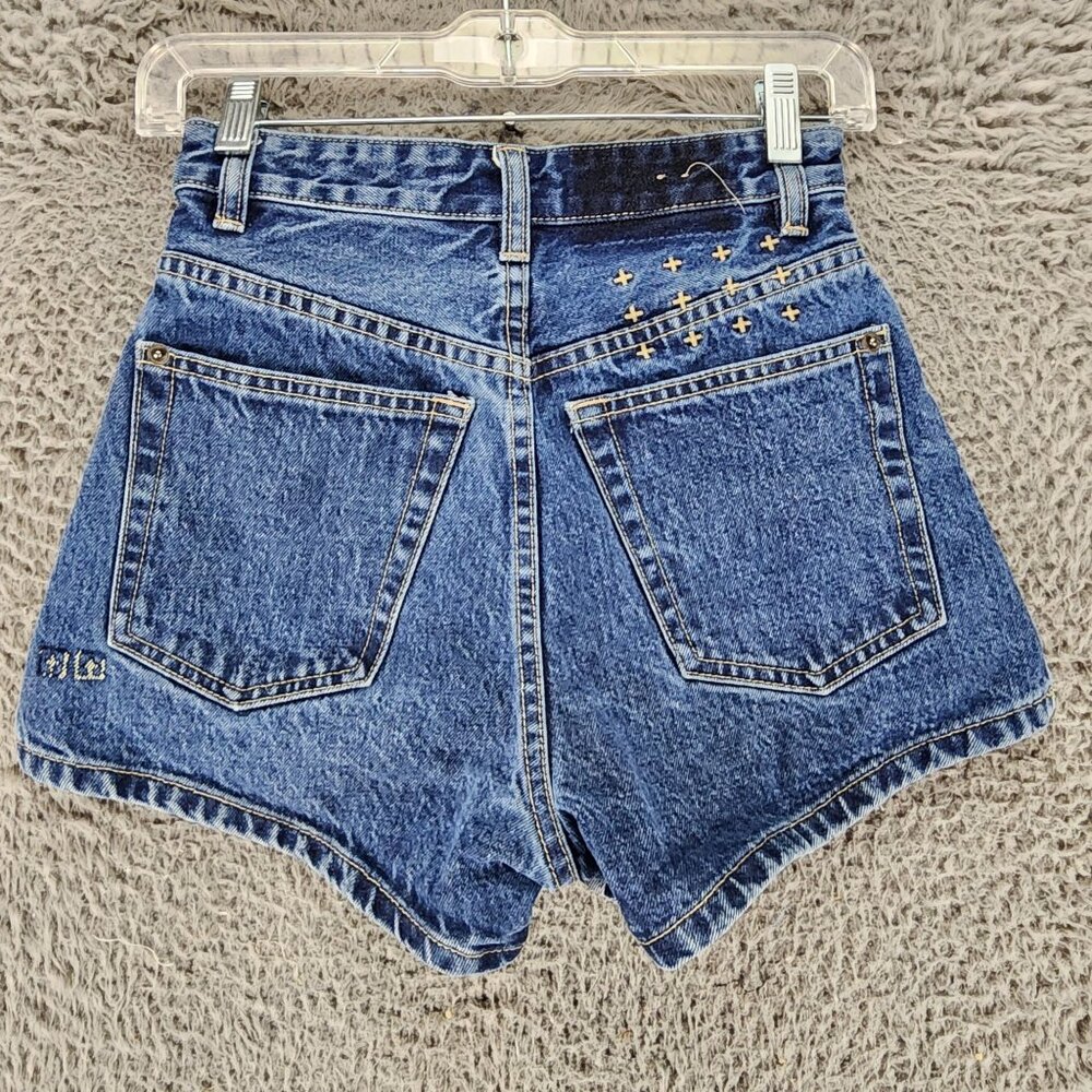 Tsubi Shorts Womens 23 Blue Cotton High Rise Denim Shortie